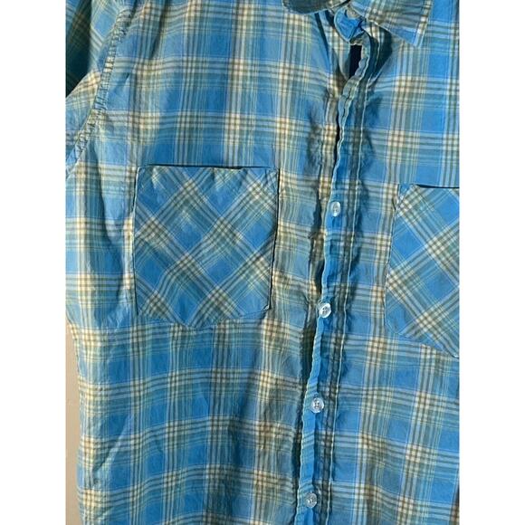 Carhartt Shirt Men M Blue Green Plaid Short Sleeve Button Up Relaxed Workwear - Picture 11 of 11
